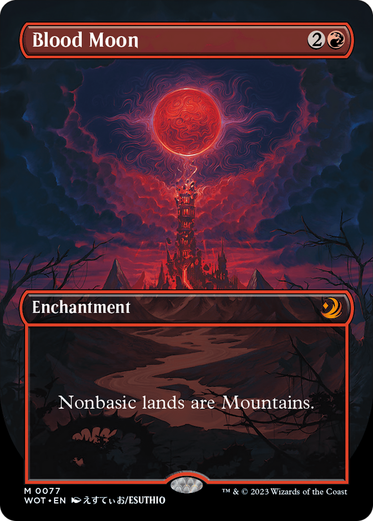 FOIL Blood Moon (Anime Borderless) (WOT-077) - Wilds of Eldraine: Enchanting Tales - Magic The Gathering