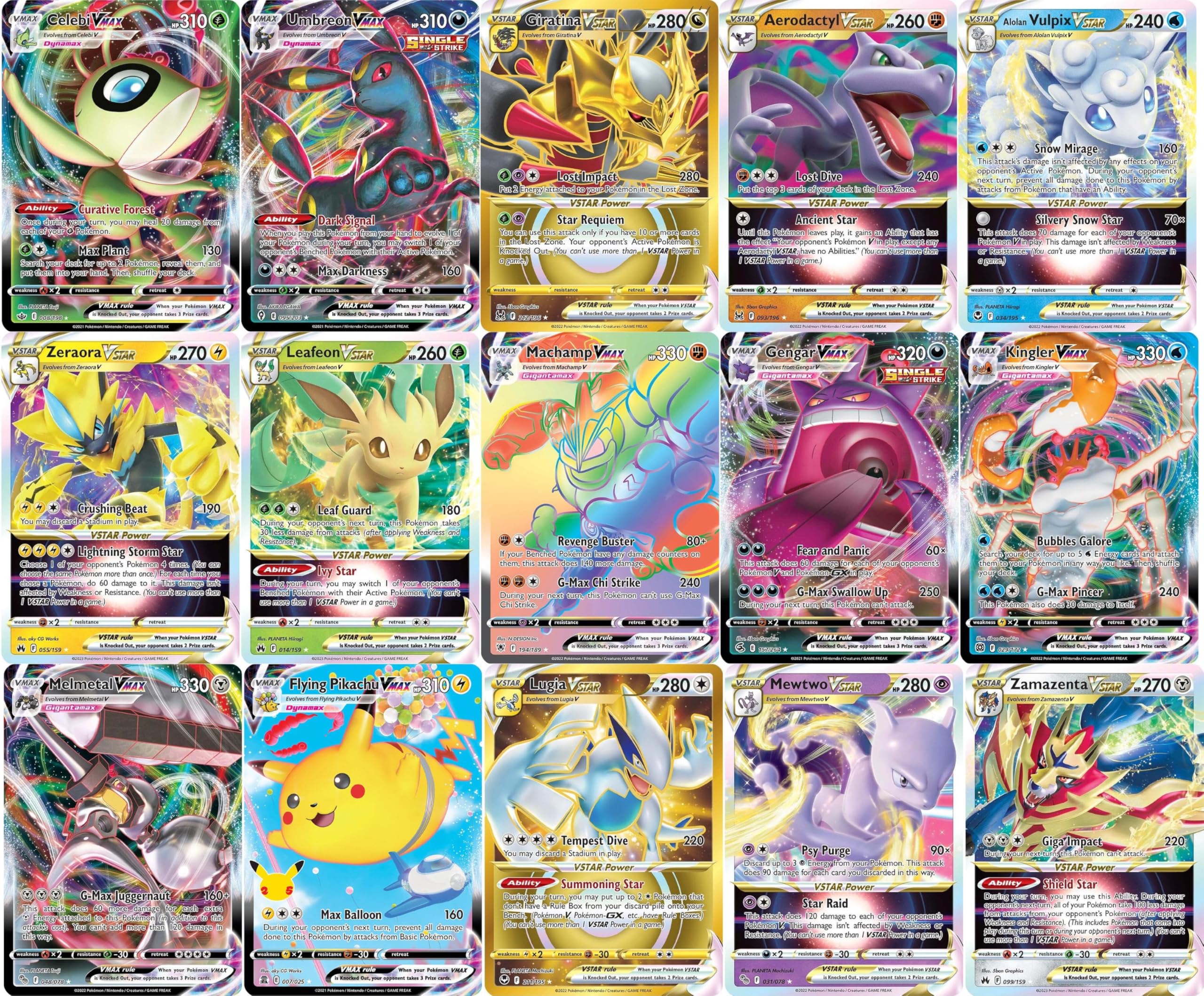 5 Pokemon Card VMAX/VSTAR Bundle - X2 VSTAR - X2 VMAX - X1 Secret Rare - No Duplicates