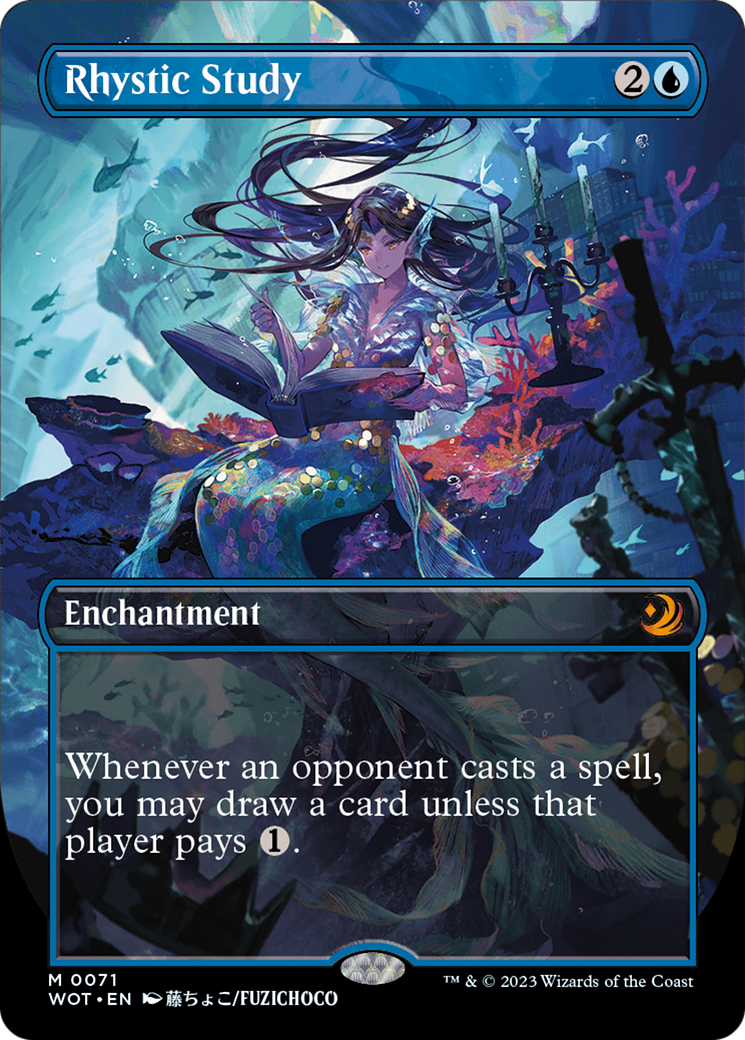FOIL Rhystic Study (Anime Borderless) (WOT-071) - Wilds of Eldraine: Enchanting Tales - Magic The Gathering
